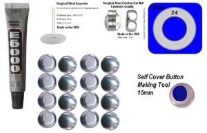 50 Fabric Cover Button Earrings DIY KIT Stud Stainless ...