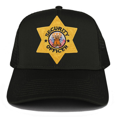 Security Officer Gold Star Badge Embroidered Iron on Patch Adjustable Mesh Cap