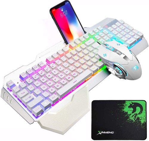 Wired Gaming Keyboard Mouse and Wrist rest Set Metal Panel RGB Floating keycaps - Picture 17 of 17