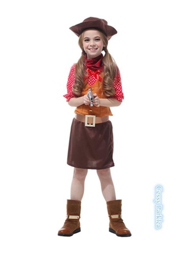 U-D4 Cowgirl Sweetie Kids Girls Western Wild West Cowboy Costume + Hat - Bild 6 von 7