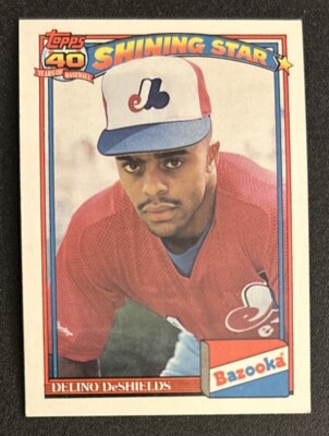 1991 Topps Bazooka Shining Star Delino DeShields Card #14 Expos 2B VGEX O/C