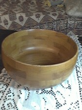 NICE VINTAGE 1960S CAMBRIDGE WARE WOODEN FRUIT BOWL ,ABOUT 23cm X 11 Cms, VGC