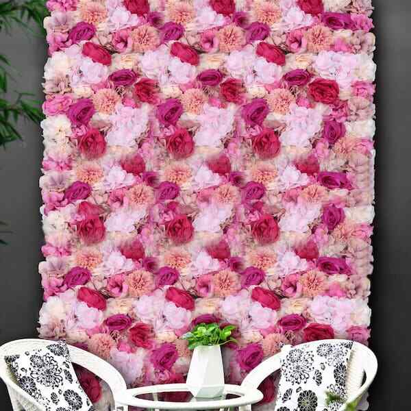 23.6 x 15.7 in. 6 Pieces Fuchsia Artificial Floral Wall Panel Background Decor