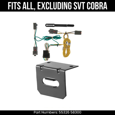 For 99-04 Ford Mustang 4 Pin Trailer Wire Plug & Bracket Excl SVT Cobra Curt Kit