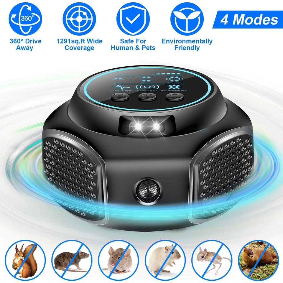 4x 2025 Rodent Repellent Mouse Repellent Indoor Ultrasonic Pest Repeller Plug in - Image 3 of 4