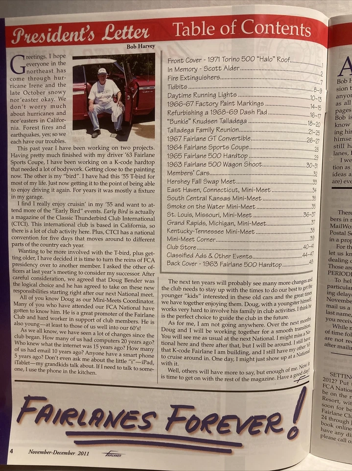 Fairlaner November / December 2011 Magazine of the Fairlane Club America (MH403) Foto 3 de 4