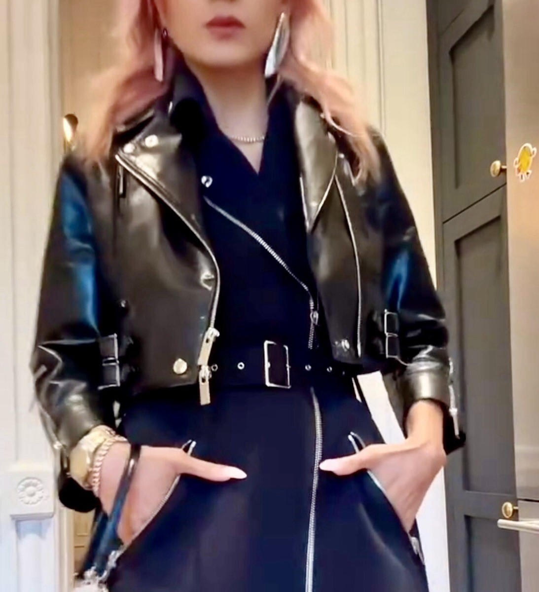 noir kei ninomiya ライダースジャケット　S Noir Kei Ninomiya Comme des Garçons Crop Black Biker Jacket Faux