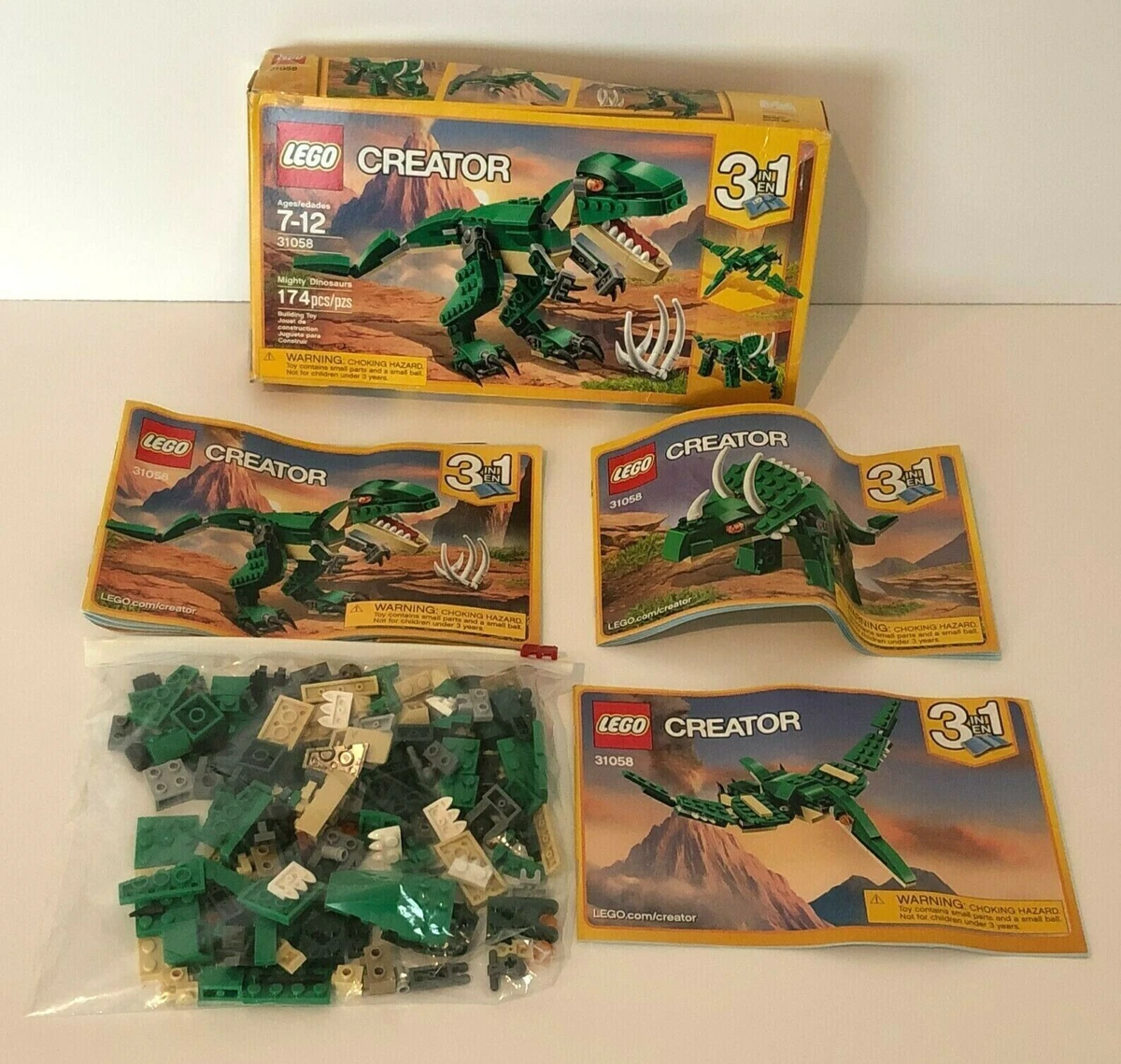 LEGO Creator 3 in 1 Mighty Dinosaur Toy, Transforms from T. rex to  Triceratops to Pterodactyl Dinosaur Figures, Great Gift for 7 - 12 Year Old  Boys 