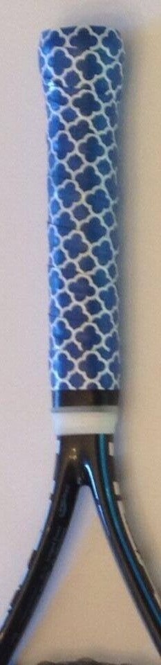 Designer Tennis Racquet Overgrip Wrap Preppy Quatrefoil pattern Blue ...