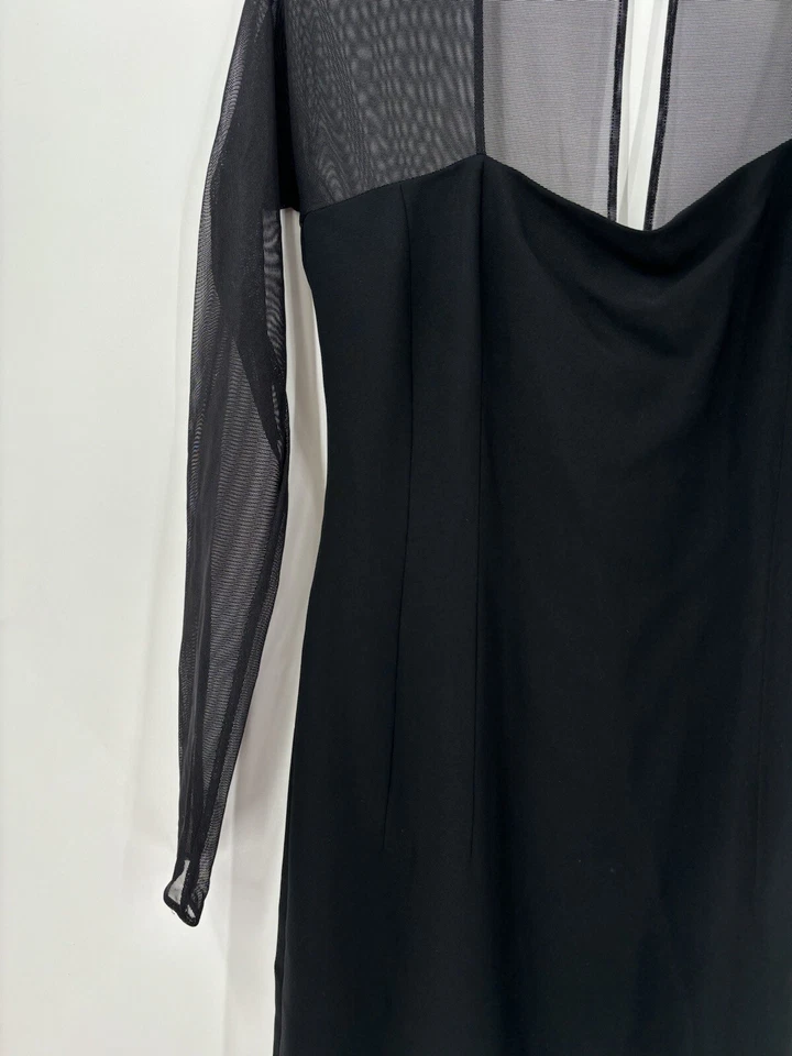 Emanuel Ungaro винтажное платье женщин 6 маленький черный макси сетки разрез эластичный платье - Изображение 3 из 4