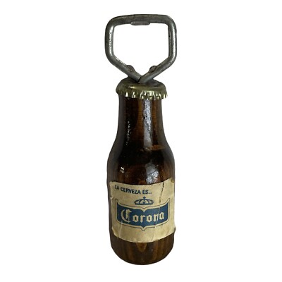 CORONA ''La Cerveza Es'' Bottle Opener Pop Top Tab Beer Brew Wooden Mexico Vintage