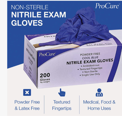 400 ProCare Nitrile Gloves S/M/L/XL - Powder/Latex Free, Surgical Grade