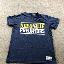Nashville Predators Shirt Men Medium Blue Spell Out Short Sleeve Y2K Hockey
