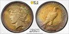 1925 Peace Silver Dollar - PCGS UNC Detail - Beautiful Rainbow Toned