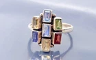 Vintage Multi Stone Sterling Silver Band Ring size 9