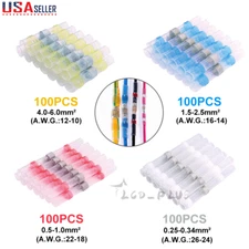 100Pcs Heat Shrink But Connector Waterproof Electrical Wire Marine Butt Splice