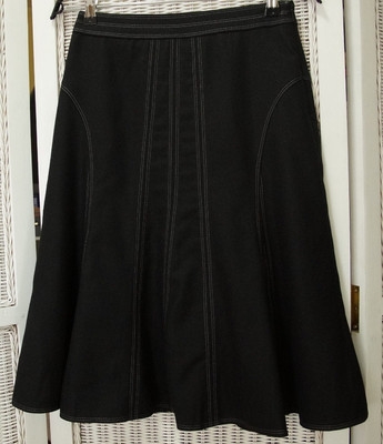 CLAMONT Gored Wool Skirt 27  S Waist French-Inspired Korean Fashion Flared Godet
