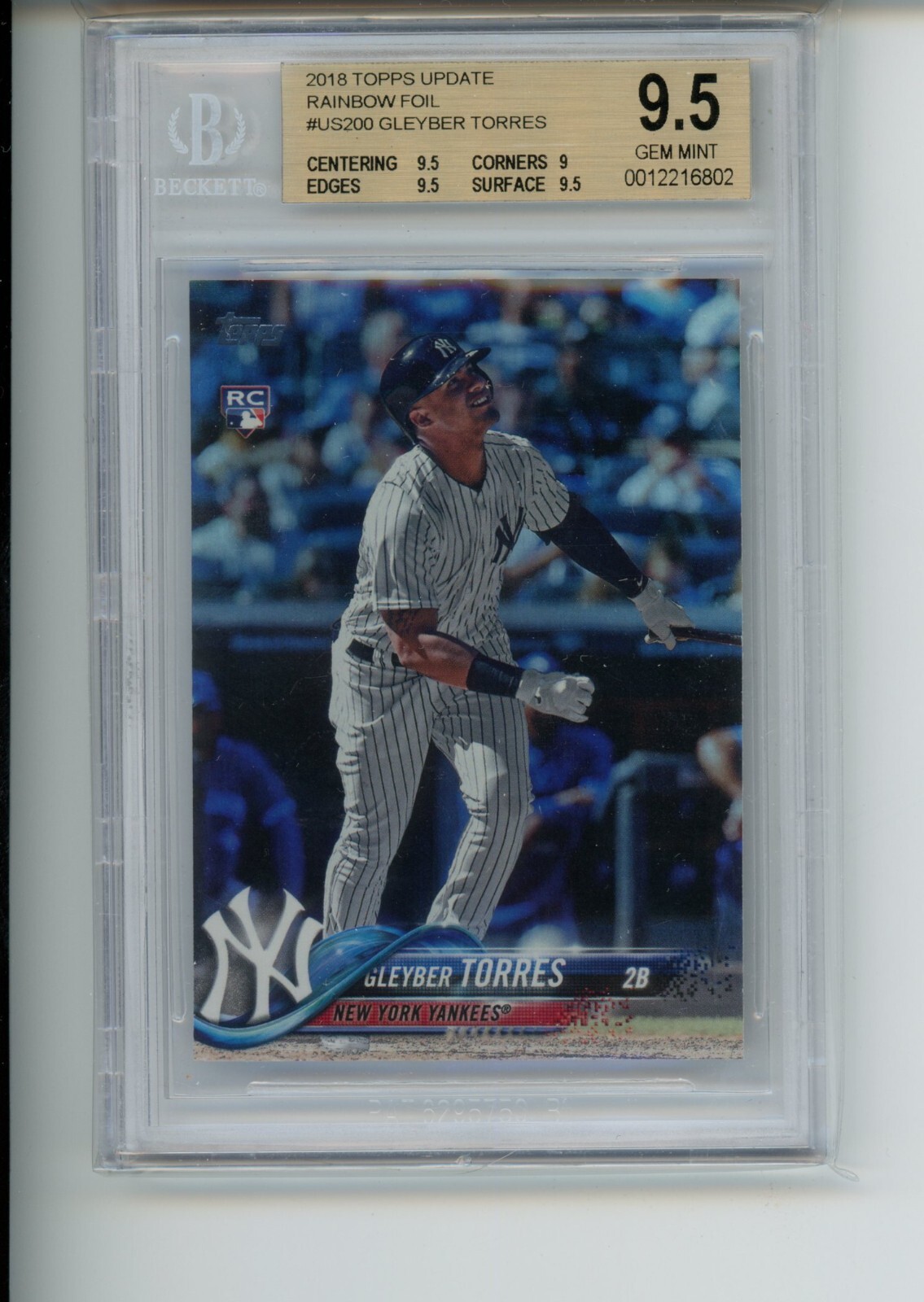 2018 Topps Update Gleyber Torres #US200 Rookie RC Rainbow Foil BGS 9.5 (802)