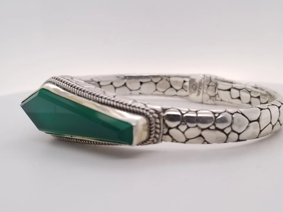 Artisan Collection of Bali 绿色玛瑙银锤和水印手链 — 第 2/4 张图片