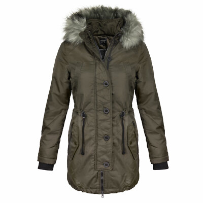 ODYSSEE Damen Wintermantel Parka gefüttert Kapuze glänzender - Main Image