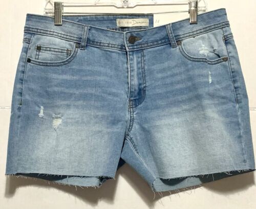 Cato Denim Shorts Womens Size 14 Low Rise Cutoff Distressed Light Wash NWT