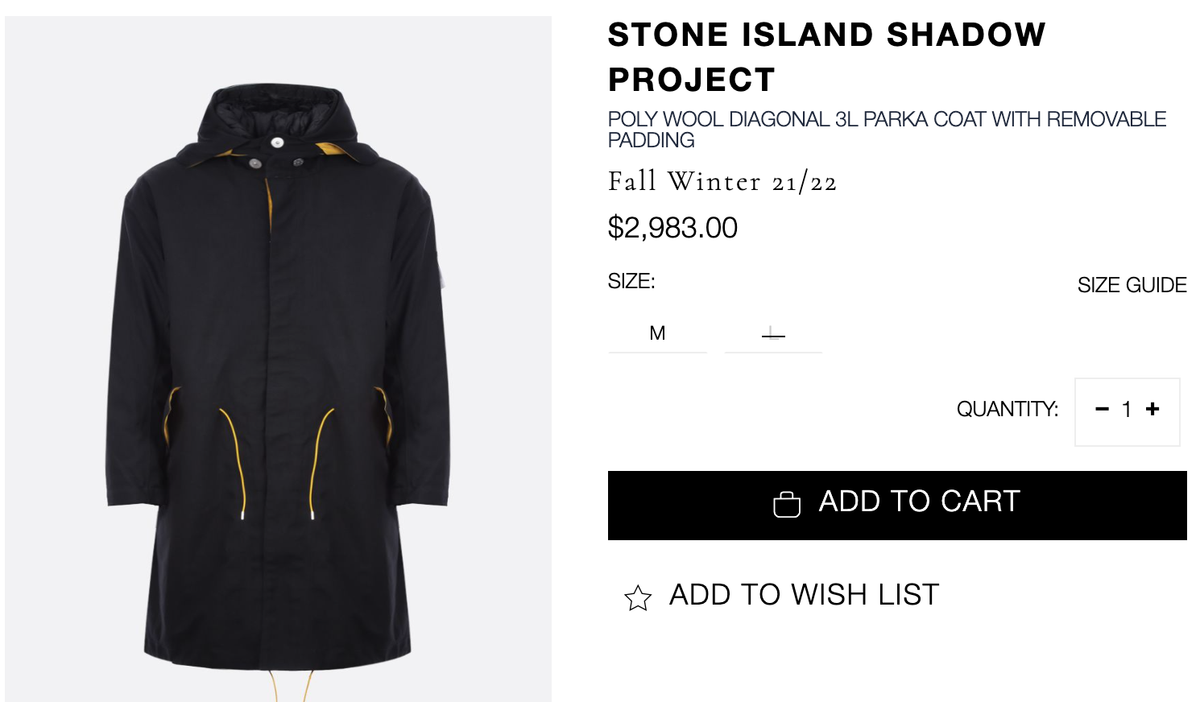 STONE ISLAND SHADOW PROJECT DIAGONAL 3L POLY WOOL PARKA $2983