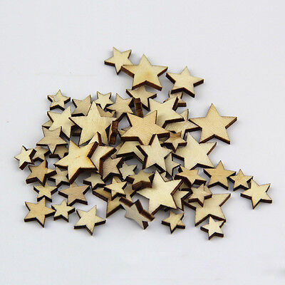 50 PCS Lot Artcuts Mini Mixed Wooden Stars Embellishments For Craft Q5C4