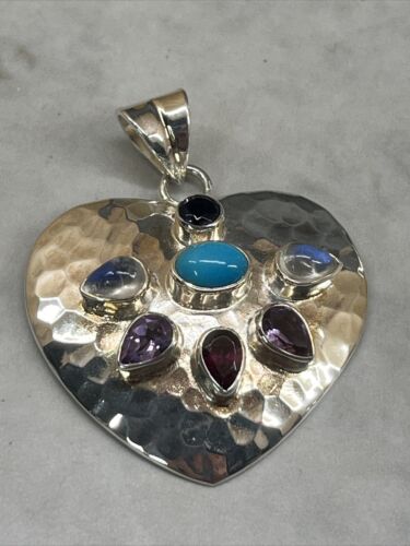 Nicky Butler Sterling Silver 925 Amethyst Turquoise Heart Pendant J15 - Picture 3 of 10