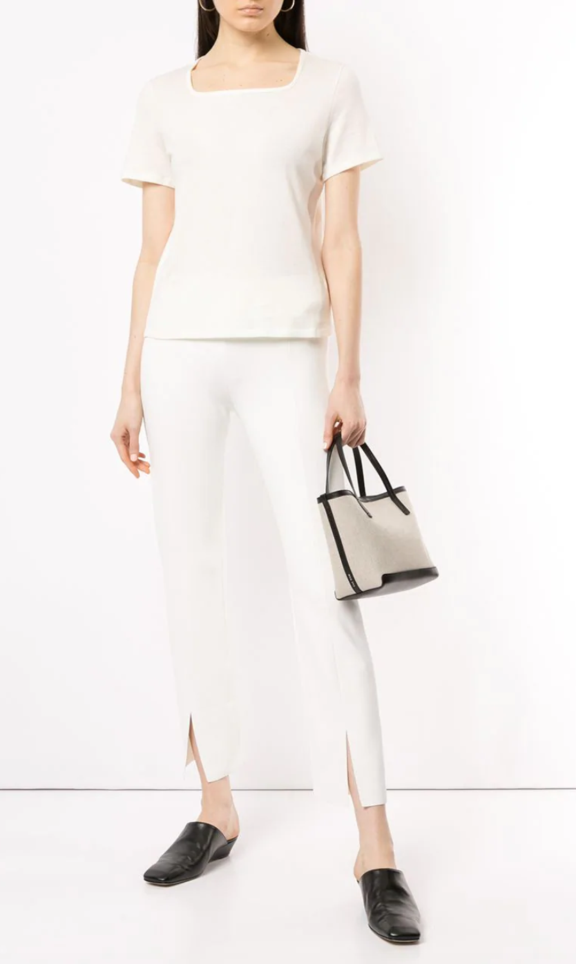 FILA Pantaloni The Row Thilde elasticizzati cady gamba dritta bianchi nuovi con etichette $1850 taglia XS