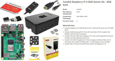 Canakit Raspberry pi 4 8gb ram starter kit