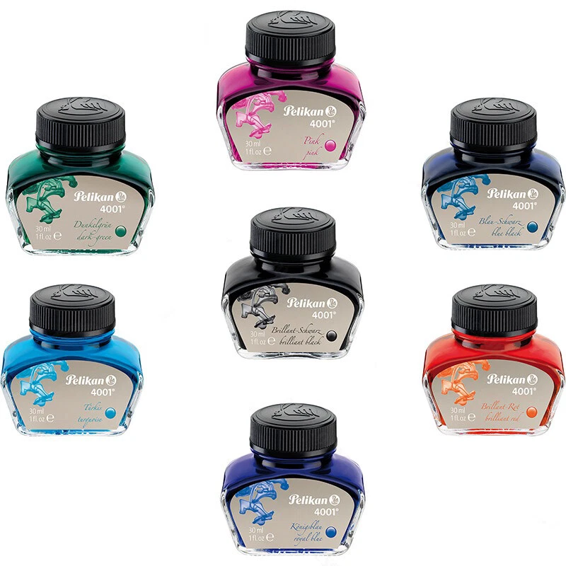 PELIKAN 4001 Fountain Pen Ink Bottle 30ml 62.5ml & 1000ml - ASSORTED COLOURS