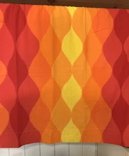 Vtg Curtains 66 x 40  & King Pillowcases 1970's Geometric Wave Pop Art Rare