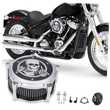 Air Cleaner Skull Style Air Filter with Dustproof Protective Cover Kit Chrome