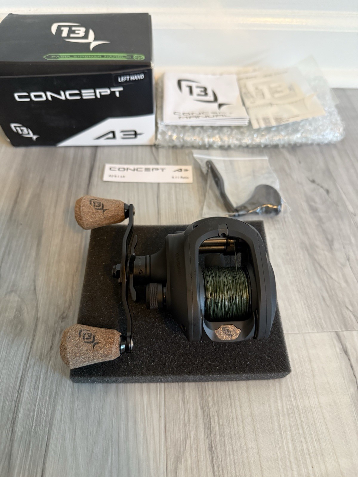 13 Fishing Concept A3 8.1:1 Left Hand Baitcast Reel Black Metal Pre-Spooled