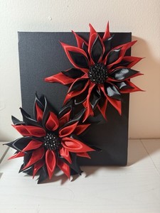 Handmade Forever Flower Eternal Red & Black Wall Canvas Decor Art Bling 3D