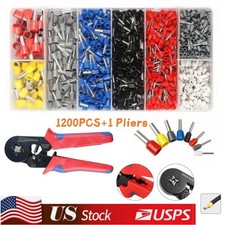 1200Pcs Wire Cable Electrical Terminals Ferrule Crimper Crimping Tool Set Kit