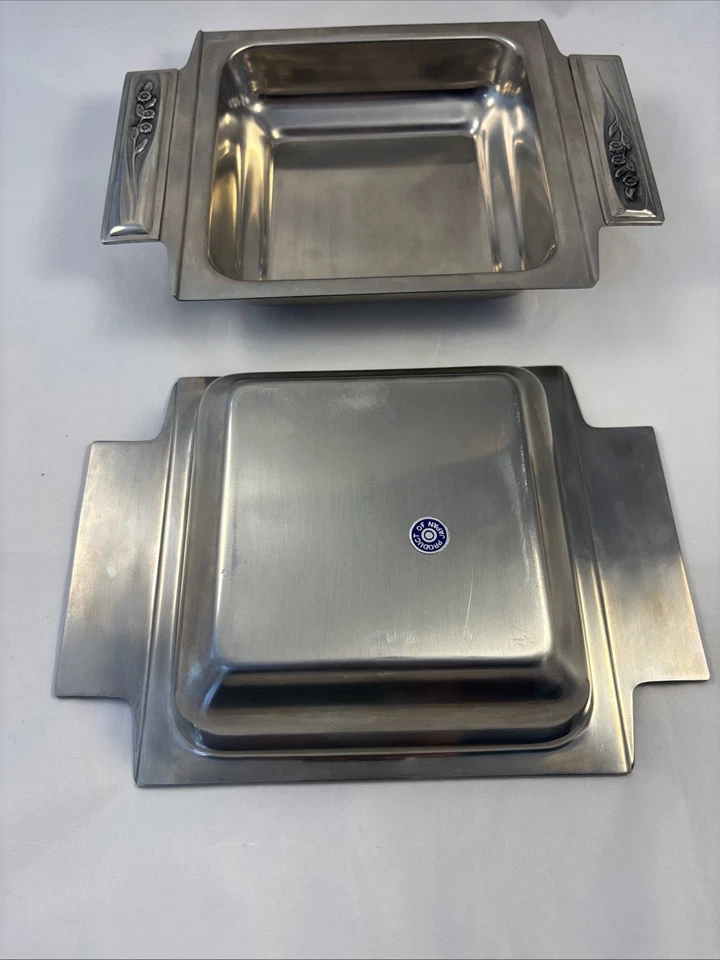 MCM Radiant Rose Vegetable Serving Bowl Dish Rogers Insilco Stainless Steel 2 - Image 4 of 4