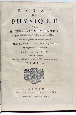 MUSSCHENBROEK Essai de Physique déclinaisons magnétiques terrestres Leyden 1751 - Photo 1/4