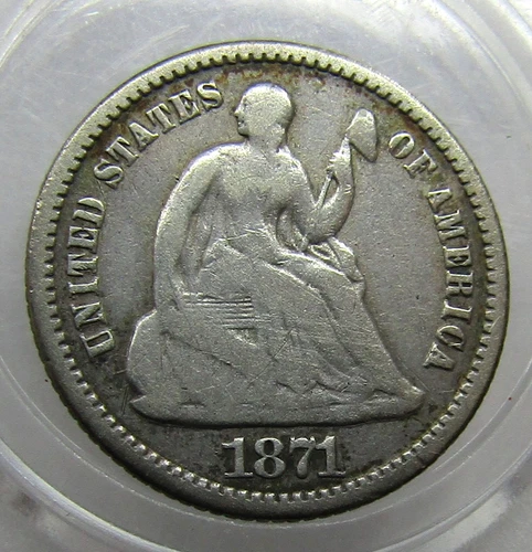 1871 Liberty Seated Silver Half Dime VG coin