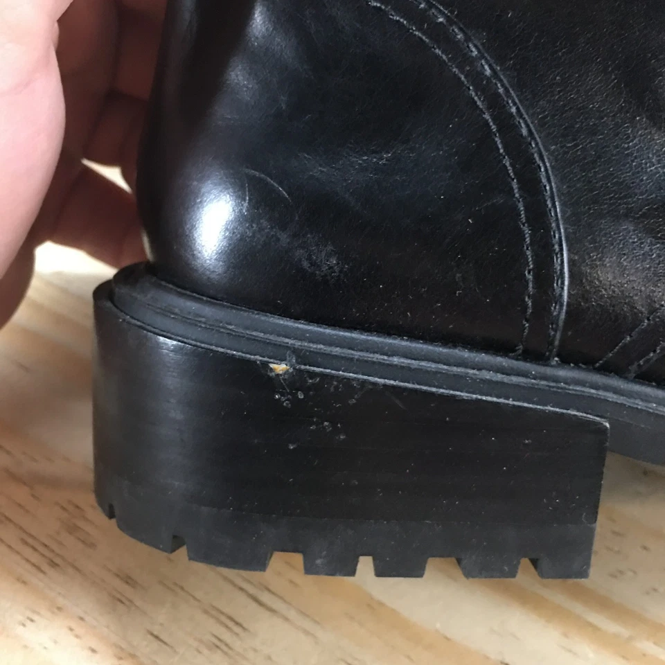 Botas Vince Camuto para mujer 8,5 M frishea motociclista cuero negro punta redonda media pantorrilla Foto 4 de 4