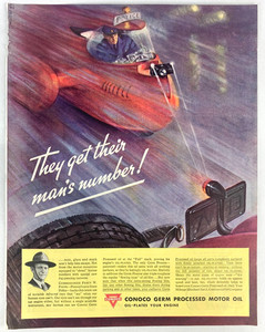 C1930's - Conoco Germ Oil Futuristic Police Print Advertisement - B3