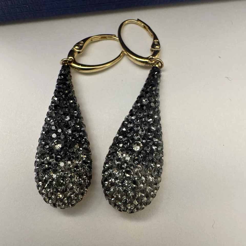 Pendientes colgantes Swarovski Ombre cristal lágrima tono dorado firmados Foto 2 de 3
