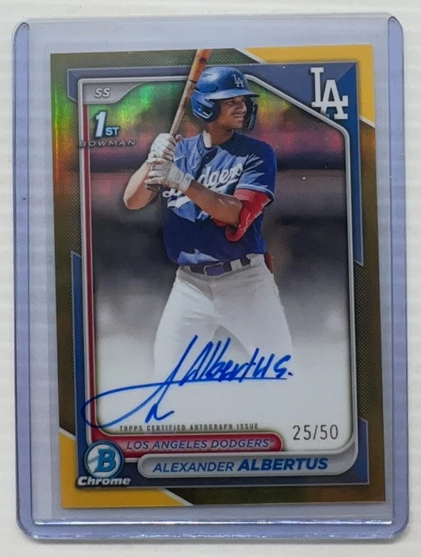 2024 Bowman Chrome Alexander Albertus 1st Prospect Gold Refractor Auto #25/50