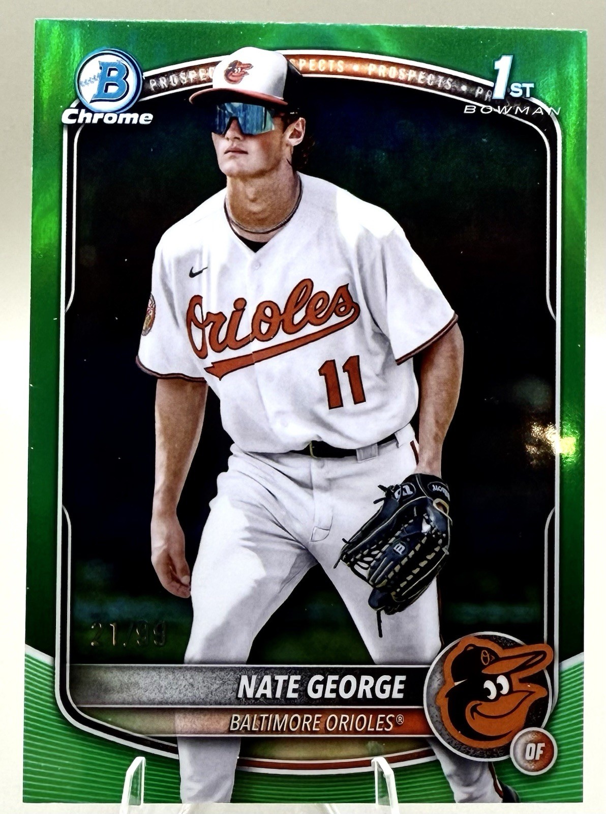 2025 Bowman Chrome Prospects Green #BCP-184 Nate George 1st /99 Orioles