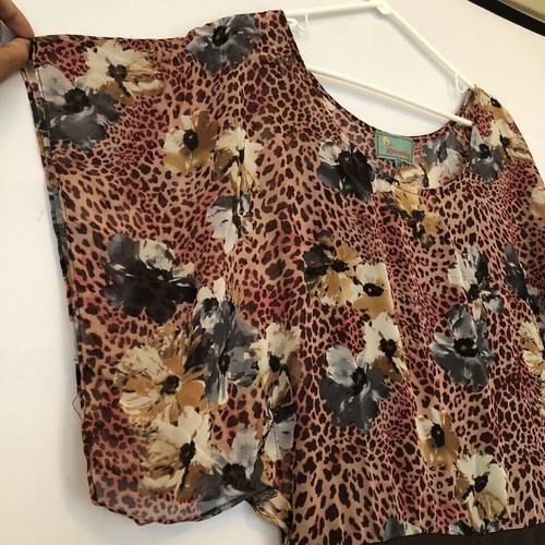 Camicetta Humming chiffon animale ghepardo stampa leopardata floreale donna taglia small - Foto 3 di 10