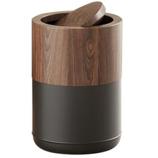 3.1 GAL Modern Metal Trash Can with Realistic Wood 3.1gal swing lid