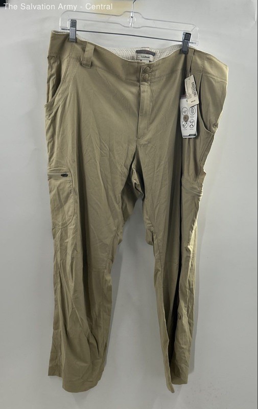 L.L. Bean Womens Khaki Flat Front Pockets Straight Leg Hiking Pants Size 18