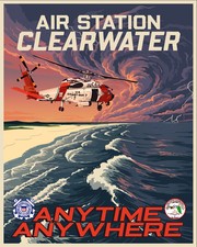 US Coast Guard Air Station Clearwater Jayhawk Helicopter Vintage Poster