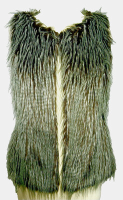 Max Studio  Greenish Brown Faux Feather Fur Vest Size Small
