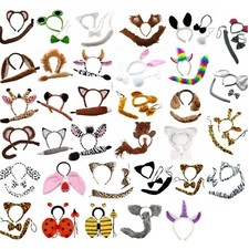 Animal Ears Bow Tail Costume Set for Kids & Adults - Halloween Fancy Dress